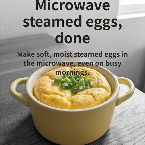 Microwave steamed eggs, done