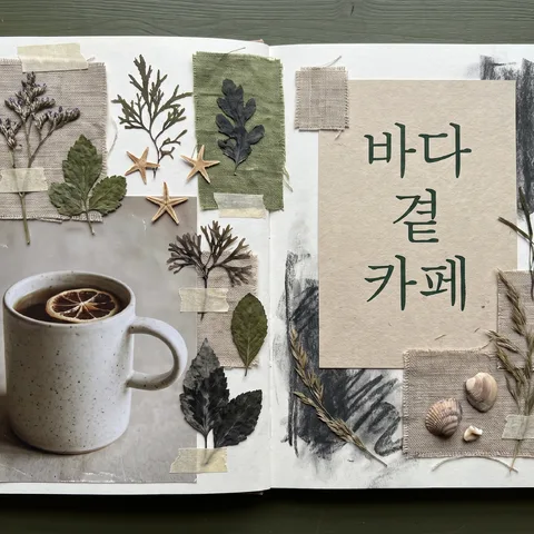 스케치북 펼친 면 · 무드보드 내추럴 · 무드보드 다크 무드