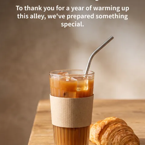 A cool drink on us for our 1st year