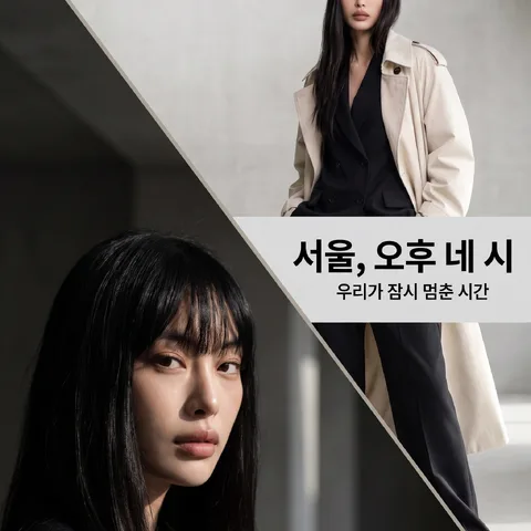 사선으로 가른 두 장면
