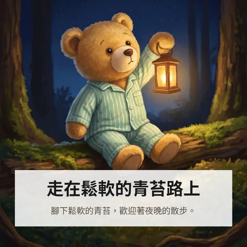 走在鬆軟的青苔路上