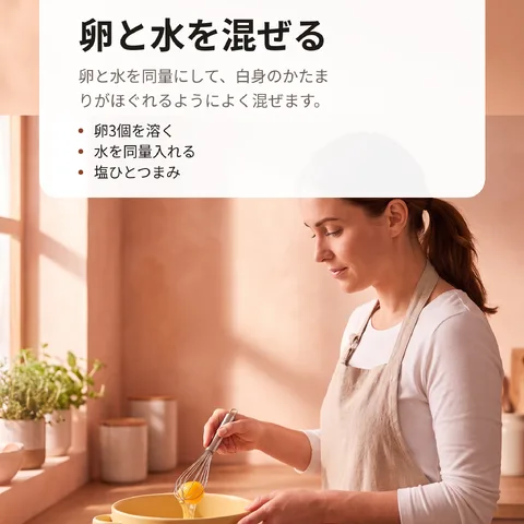 卵と水を混ぜる