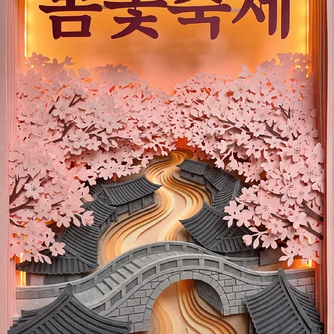 俯瞰纸艺风景 · 剪纸晚霞 · 剪纸光影盒
