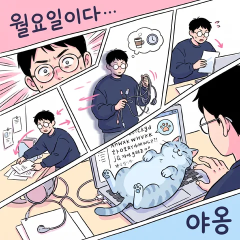 사선 컷 나누기 · 핑크 · 낙서체 툰