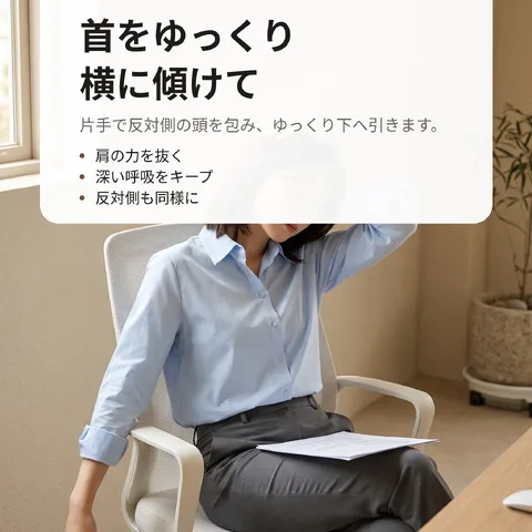 首をゆっくり横に傾けて