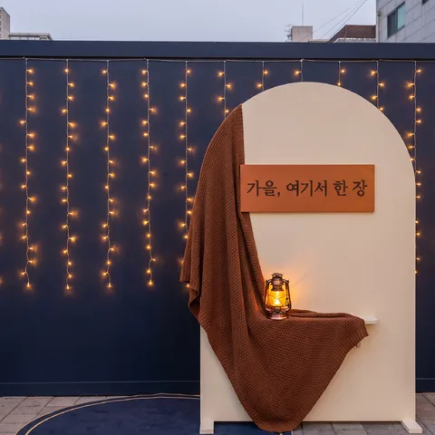 전구 커튼 조명 · 포토존 네이비 골드 · 포토존 자연광