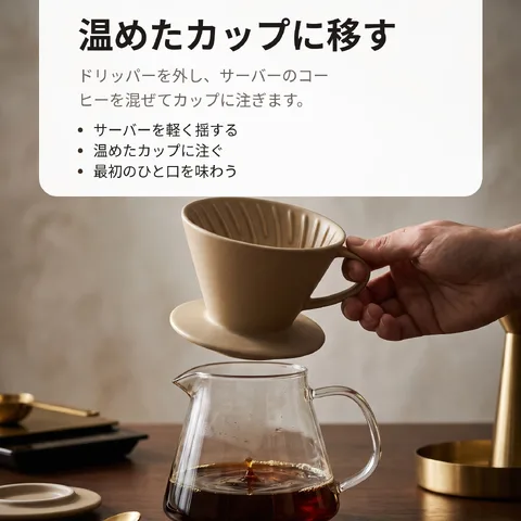 温めたカップに移す
