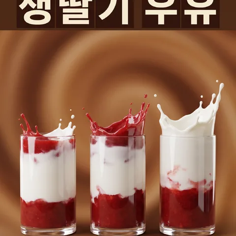 세 잔 나란히 튀김 · 스플래시 커피 브라운 · 스플래시 3D 렌더