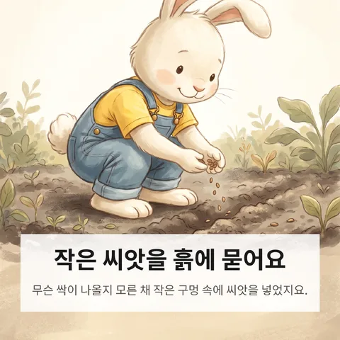 작은 씨앗을 흙에 묻어요