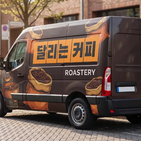 일러스트 그래픽 랩핑 · 랩핑 오렌지 차콜 · 랩핑 거리 스냅