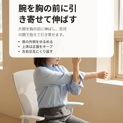 腕を胸の前に引き寄せて伸ばす