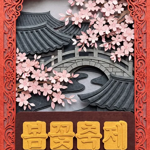 蕾丝镂空边框 · 剪纸红橙 · 剪纸纸感强调