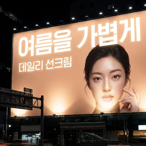 Billboard glowing at night